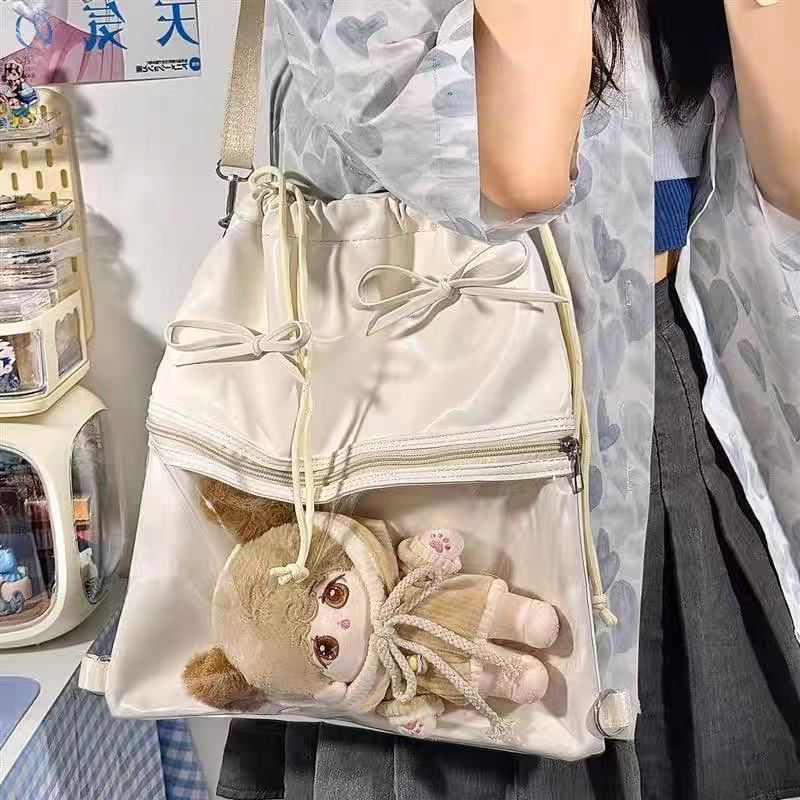 Anime Tote Bag - JIAERDI Sweet Cute Bow Drawstring Tote